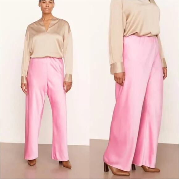 NEW $365 Vince Monogram Bias Cut Satin Wide Leg Pants - Picture 3 of 8